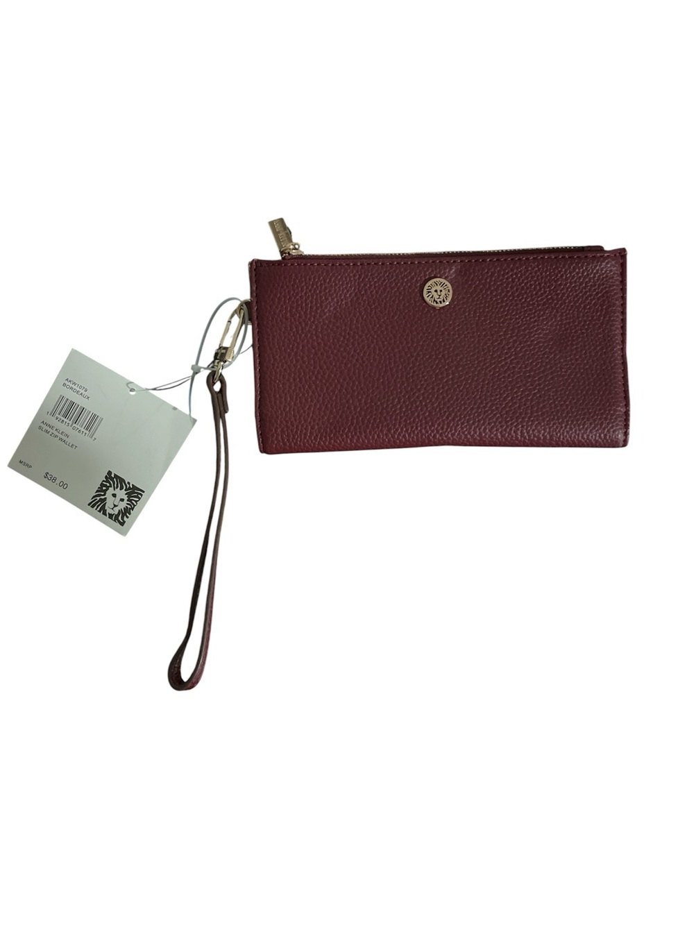 Anne Klein Burgundy Wristlet Clutch with Gold-Tone Accent